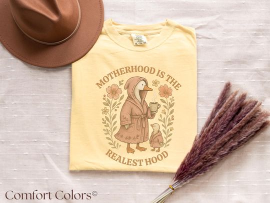 Funny Mom Shirt, Silly Goose Mom, Motherhood is the Realest Hood Tee, Boho, Mom Gift, Retro Mama Shirt, Mothers Day T-Shirt