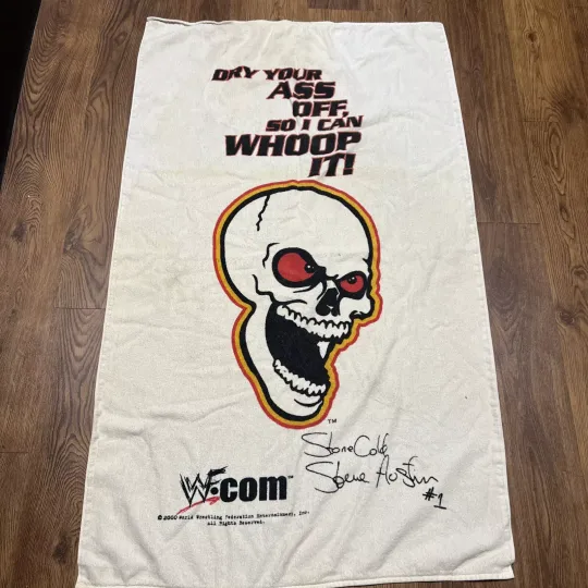 2000 WWF Stone Cold Steve Austin Beach Towel White