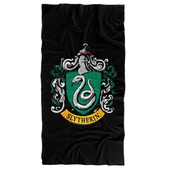 Harry Potter Slytherin Crest Black Officially Licensed Beach Towel 30"x60"