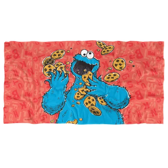 Sesame Street Cookie Monster Character Officially Licensed Beach Towel 30"x60"