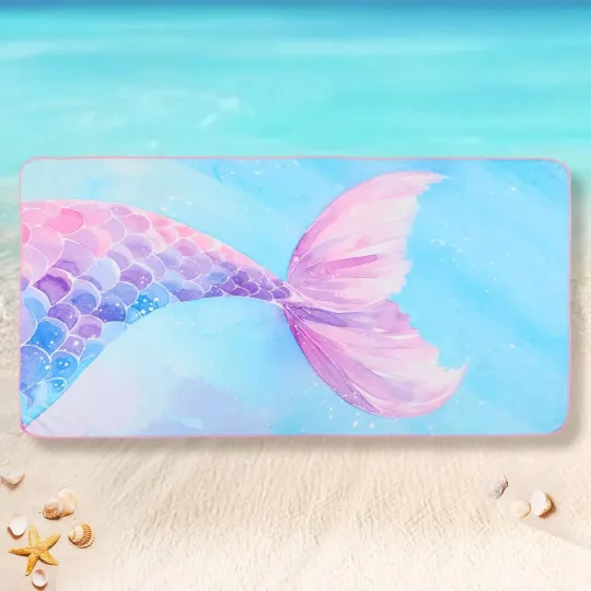 Soft Mermaid Tail Beach Towel for Girls - 30"x60" Quick Dry Lightweight Sand Fre