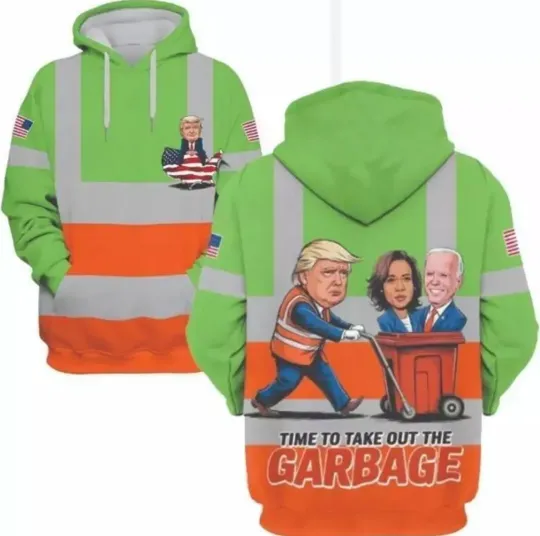 Bg Time To Take Out Garbage Trump 2024 3D All Over Print Hoodie