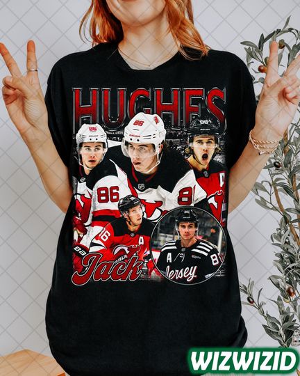 Retro 90's Jack Hughes Homage T-Shirt, Jack Hughes Hockey Fan Tee Graphic T-Shirt, Gift For Women and Man Unisex T-Shirt