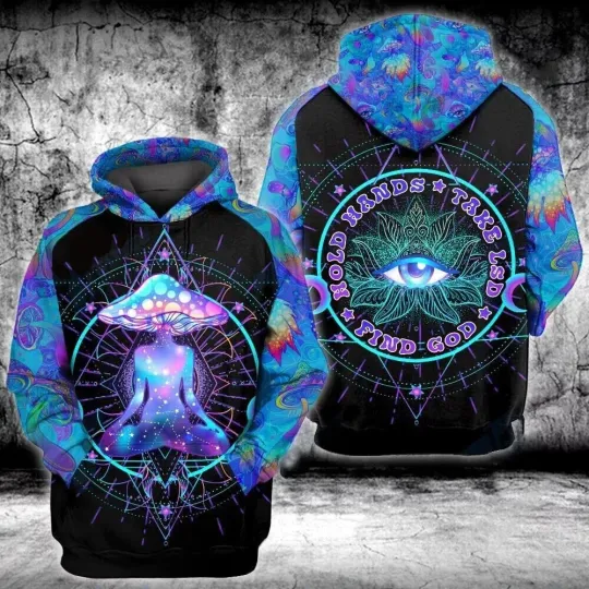 Nature Fungus Psychedelic Mushroom Trippy 3D Hoodie All Over Printed Size S-5XL