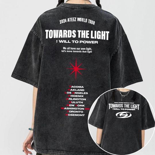Ateez Towards The Light: Will To Power World Tour Mineral Wash Tee, Ateez Golden Hour Part 2 Shirt, Ateez World Tour Shirt, Ateez Members