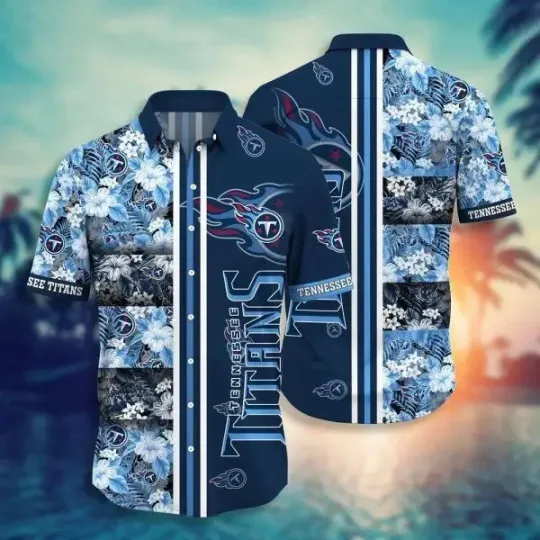 Tennessee Titans Tropical Navy Blue Hawaiian Shirt Unisex