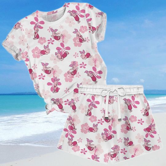 Disney Piglet Tshirt And Shorts, Disneyland Trip Shirt Family, Winnie The Pooh Shirt For Her, Piglet Aloha Summer Shirt, Disney Gift