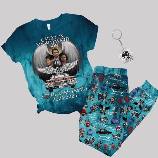 Supernatural Movie Pajamas, Winchester Brothers Pajamas Set, Supernatural Castiel Gift For Fan, Winchester Castiel Women Pajamas
