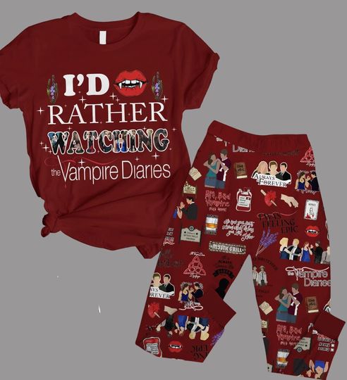 The Vampire Diaries Pajamas, Damon Salvatore Pajamas Set, Team Salvatore Shirt Pants, Vampire Diaries Tshirt, Gift For Fan