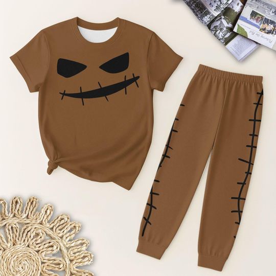 Halloween Cosplay Pajamas Set, Nightmare T Shirt And Pants Pajamas, Scary Movie Homewear, Horror Character Matching Set, Holiday Costume