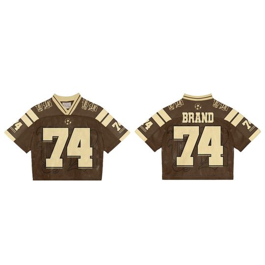 Street Brown 74 Number Printed Baseball Sports Short-sleeved Men Summer Street Trend Loose Y2K Hip-hop Jersey