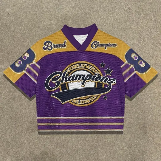 Streetwear Y2K American Hip Hop Crop Top Mesh Baseball Jersey