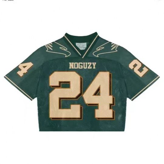 American Trendy Y2K Printed Baseball Crop Top Mesh Jersey