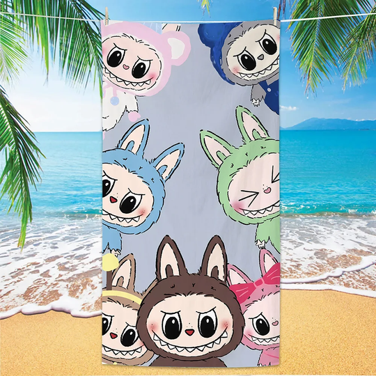 Labubu Cartoon Microfiber Beach Towel