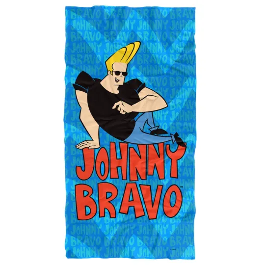 Johnny Bravo Beach Towel, 30"x60", Logo Repeat Beach Towel