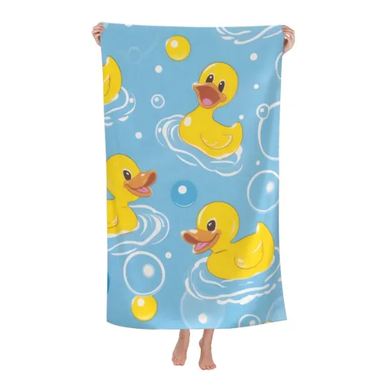 Rubber Duck Beach Towel Fun Water Theme Sand-Free Microfiber Bath Towel Ultra...