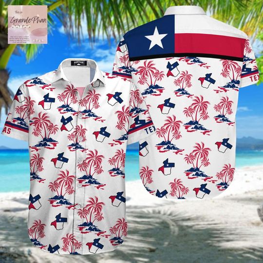 Texas Hawaiian Shirt, Lone Star Button Shirt, Summer Vacation Apparel, Texas Gifts