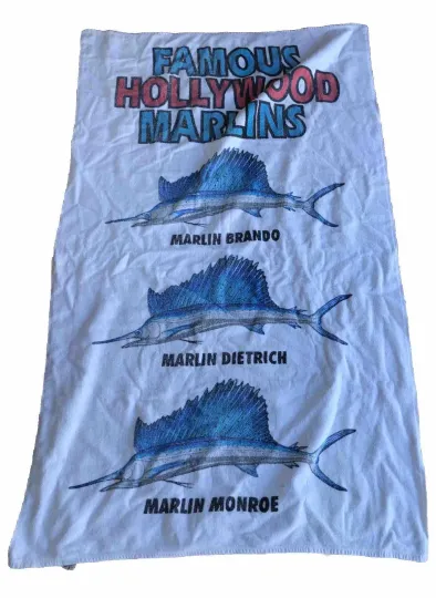 Famous Hollywood Marlins Beach Towel 34” x 57” - Joe Boxer Home - Fast Shipping!