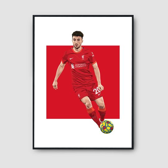 Diogo Jota Liverpool FC Poster Number 20 Wall Art Print, Soccer Room Decor for LFC Fans
