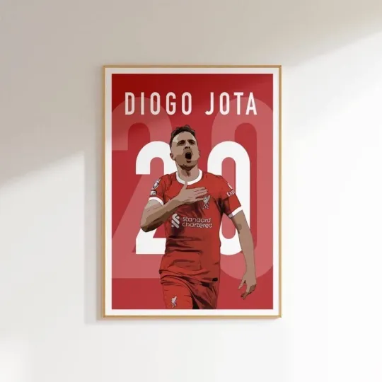 Diogo Jota Minimal Liverpool FC Poster - Premium Matte Vertical Wall Art