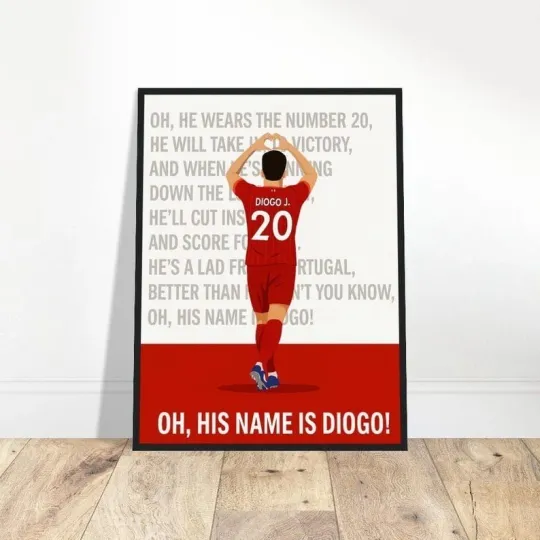 Diogo Jota Poster, Jota Chant Art, Liverpool FC Print, Football Stadium Decor
