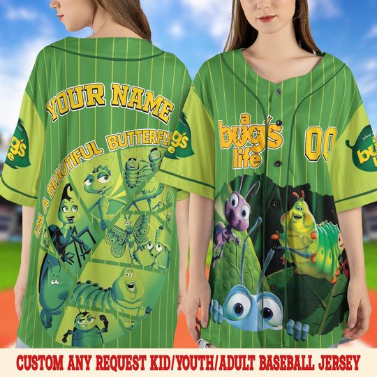 A Bugs Life Baseball Jersey, Im A Beautiful Butterfly Personalized Baseball Jersey, Jersey Birthday Gift SLWC05