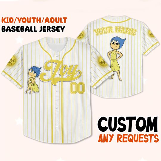 Custom Joy Baseball Jersey, Inside Out Disney Trip 2025 Shirt, Matching Family Outfit, Personalized Disney Vacation Jersey