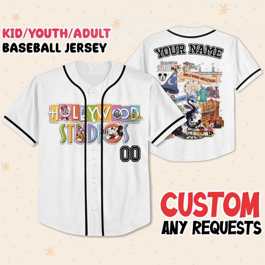 Custom Hollywood Studios Theme Park baseball Jersey, Disney Family Matching Shirt, Park Outfit, Personalized Baseball Jersey for Trip 2025