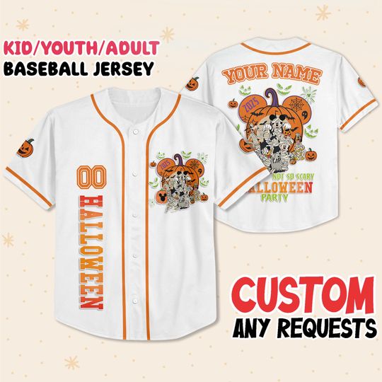 Custom Halloween Baseball Jersey, Kid Youth Adult Shirt, Spooky Team Jersey, Matching Family Outfit, Halloween Movie Costume Tee