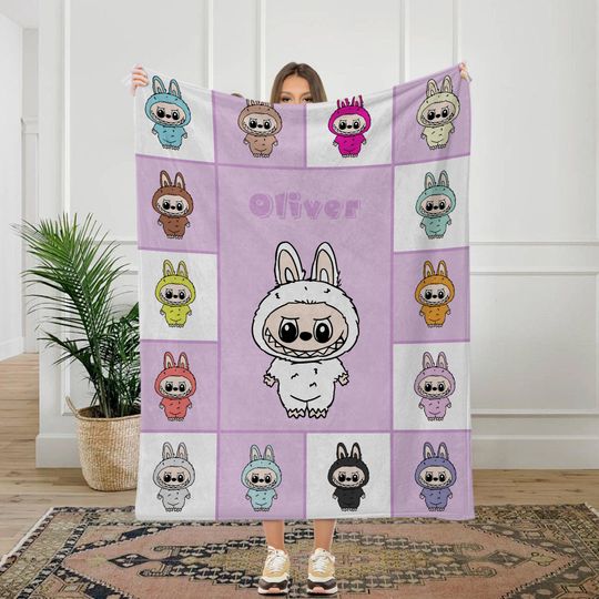 Custom Labubu Fleece Blanket | Gift For Kid | Back To School Gift