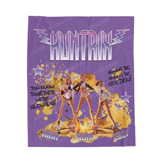 Huntrix Kpop Fleece Blanket - Golden, Demon Hunters Edition, Rumi, Mira, Zoey