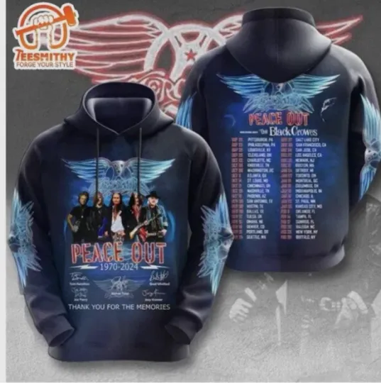 Aerosmith Tour 2024 Peace Out Hoodie 3d