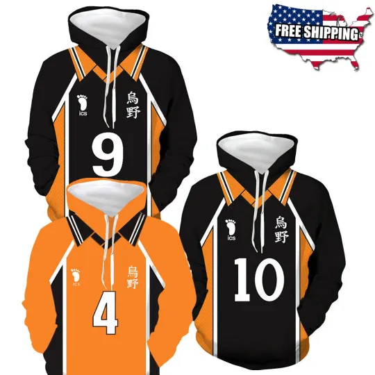 Haiikyuu!! Hinata Shoyo Karasuno High School Hoodie Sweater Sweatshirt Cosplay