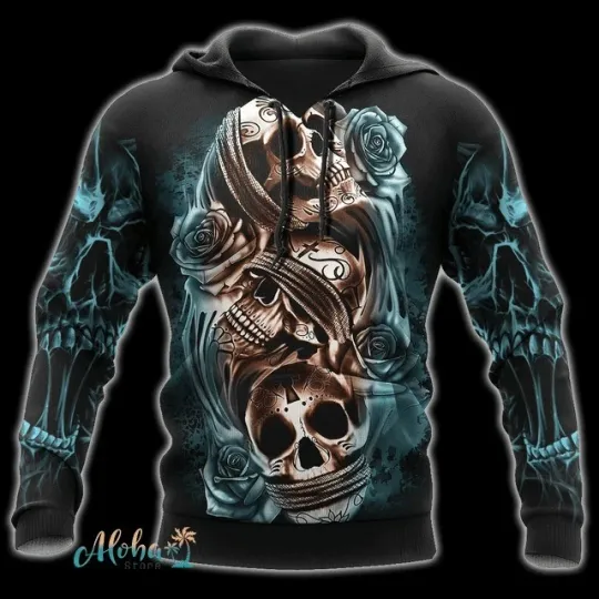 Skull and Roses Hoodie - Unique Gothic Design for Stylish Outfits