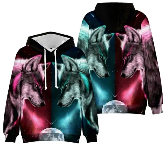 WOLF PRINT Hooded 3D Print Fashion Hoodie Sweater Pullover Top
