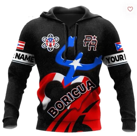 Personalized Custom Name Puerto Rico Boricua Coqui 3D Full Printed Hoodie Shirts