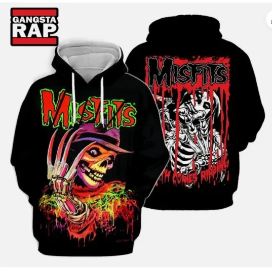 Misfits Music Band Graphics Design Hoodie 3d - all printed, hot 2025