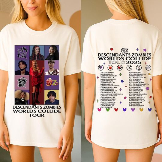 Descendants Zombies World Tour Double Sided T-Shirt, Disney Zombies 4 Shirt, Zombies Skye Shirt, Epcot Summer Music Festival Outfit