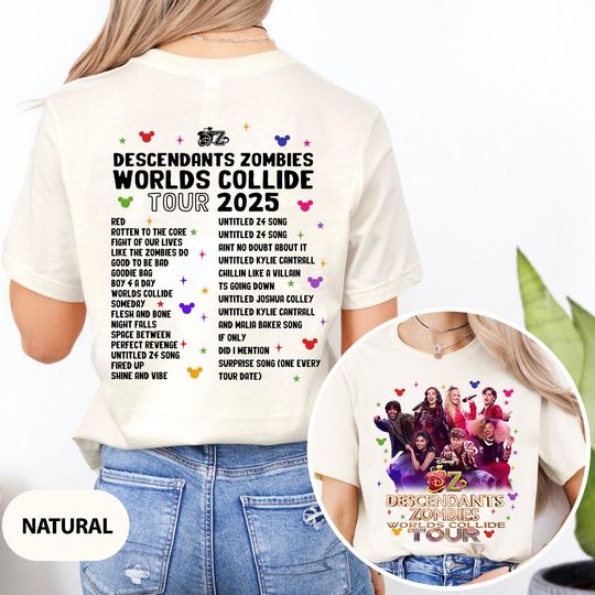 Zombies World Tour Double-Sided T-Shirt, Girls Music Festival Outfit, Skye-Inspired Summer Concert Tee, Epcot Vacation Top