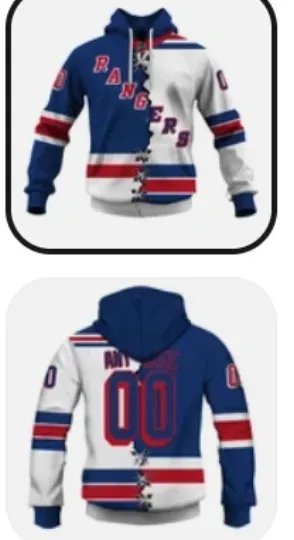 NY Rangers Personalized Name - Number Hoodie Pullover Hooded Gift