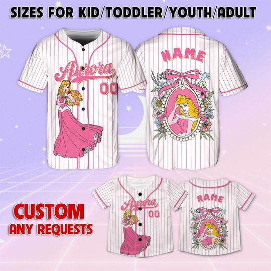 Disney Aurora Princess Coquette Jersey, Disney Sleeping Beauty Jersey, Disney All Princesses Characters Shirt, Disneyland Girls Trip Shirt