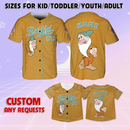 Snow White And 7 Dwarfs Bashful Jersey, Disney Bashful Dwarfs Jersey, Disney Snow White And 7 Dwarfs Characters Jersey,Disney 7 Dwarfs Shirt