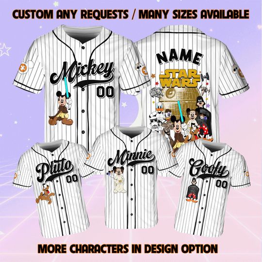 Disney Star Wars Mickey and Friends Jersey, Star Wars Disney Characters Jersey, Disney Star Wars Day Matching Shirt, Mickey Star Wars Shirt