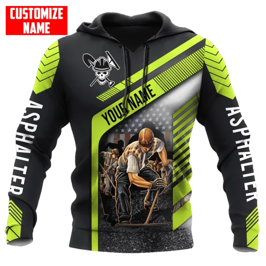 US Asphalt Worker with Rakes Custom name Printed Shirts