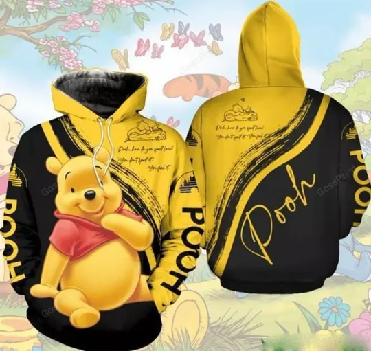 Winnie The Pooh 3D Hoodie Birthday Gift For Mom Daughter Unisex All Sizes