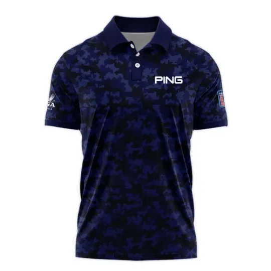 Golf 2024 PGA Championship Ping Polo Shirt Blue Camouflage Pattern Sport All Ove