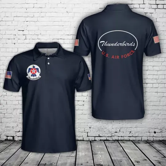 Custom Name US Air Force Thunderbirds Polo Shirt AOP Shirt Full