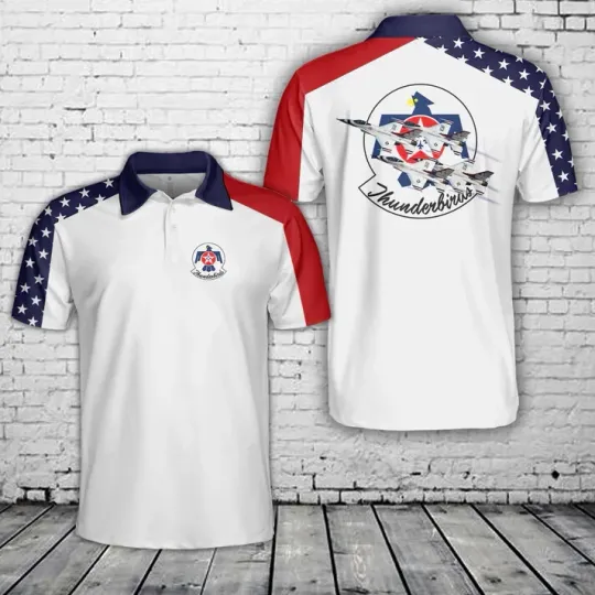 Custom name US Air Force Thunderbirds Polo Shirt Father's day Gift Shirt