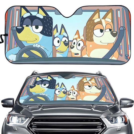 Funny BlueyDad Family Car Sun Shade, BlueyDad Car Windshield Cover, Auto Sun Shade, Car Accessories