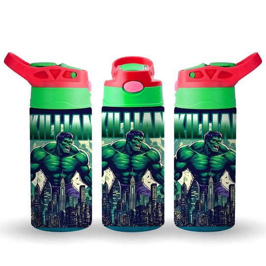 Hulk Stainless Steel Kids Water Bottle - Customizable - Ideal for School and On-the-Go